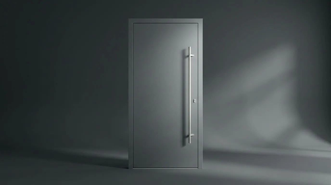 Aluminium voordeur, vlak model met verticale greep